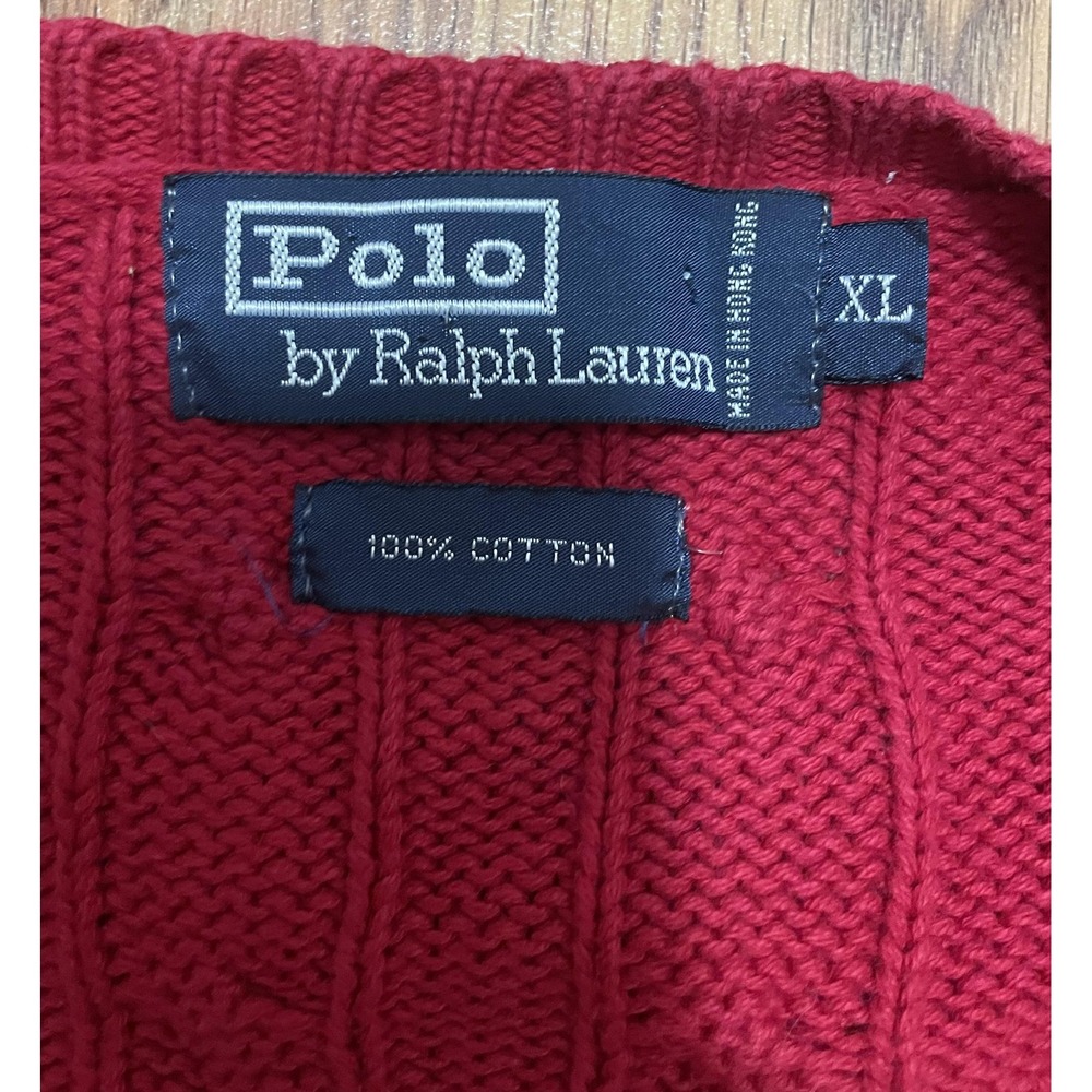 Polo Ralph Lauren Sweater Vest Mens XL Cable Knit Golf Crest V Neck - Picture 2 of 11